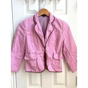 Y2K Vintage Express Pink Striped Blazer with Brown Trim